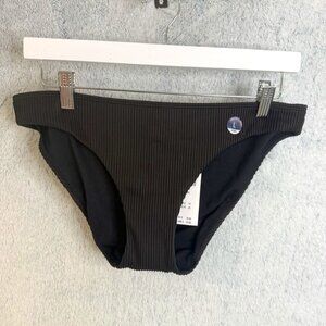 Hollister Swim Bikini Bottom Large Ribbed High Cut Black NWT